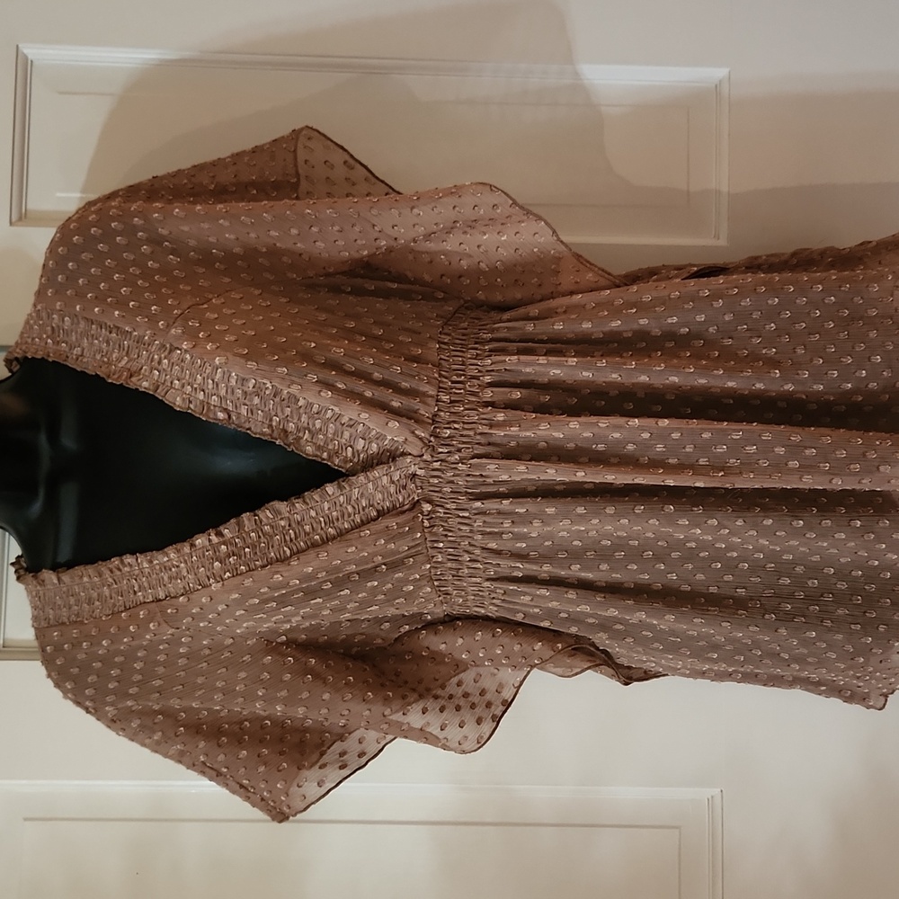 Elegant Sheer Lace Top - Womens Size: Medium - Color: Caramel